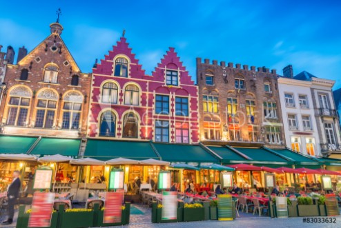 Picture of Beautiful night in Market Square Bruges - Belgium